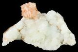 Peach Stilbite Crystals on Sparkling Quartz Chalcedony - India #168977-1
